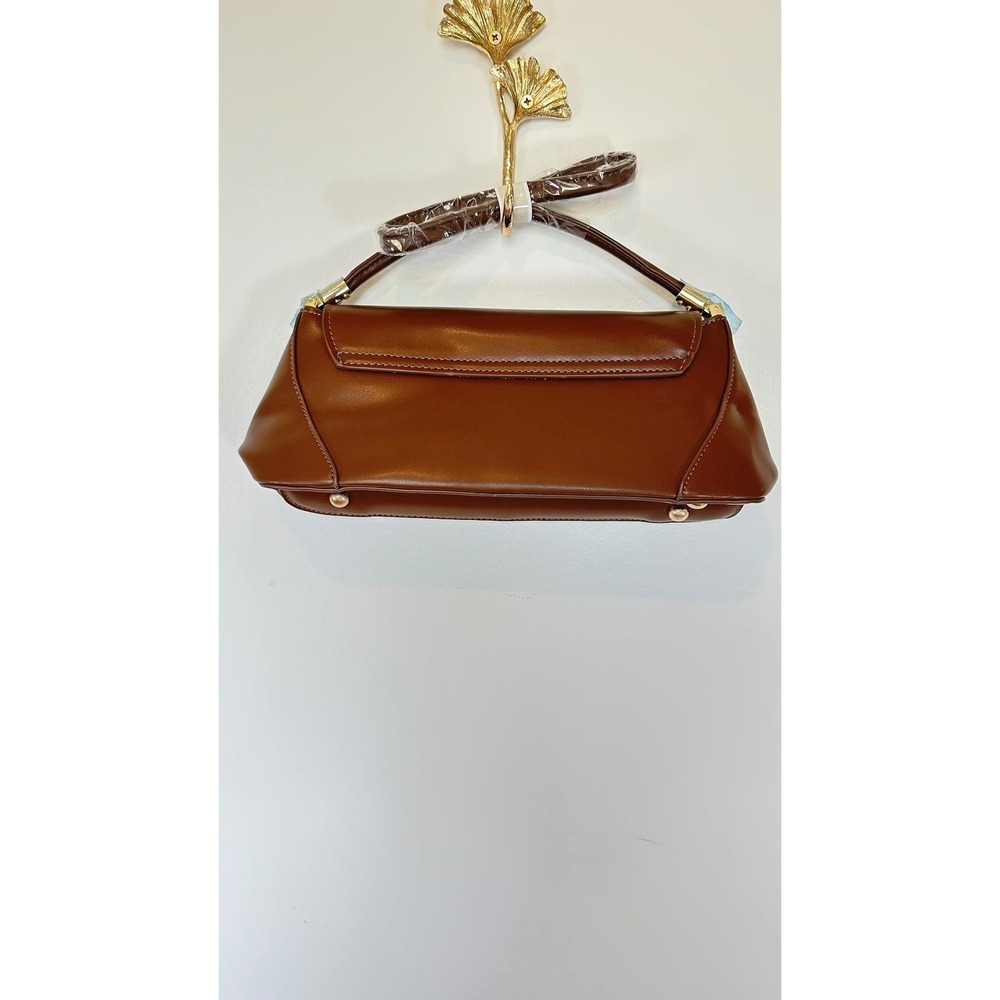 Baguette Shoulder Bag Minimalist Womens Small Brown Vegan Leather Retro Classic - Picture 6 of 10
